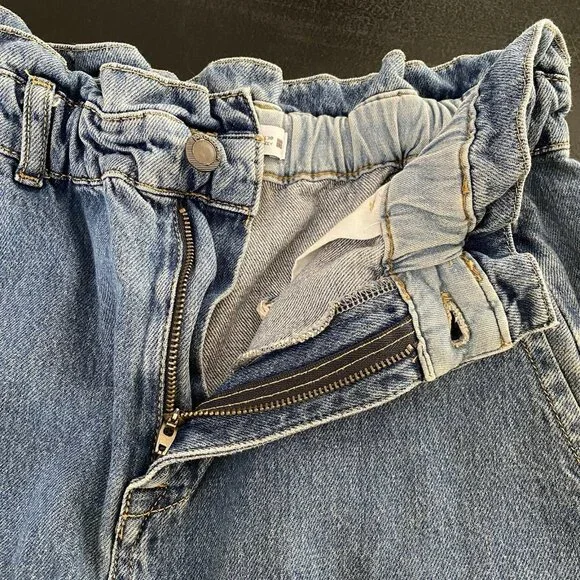 Zara Jeans Women's 8 Baggy Barrel High Waisted Ruffled Paperbag Elastic Waist - Picture 6 of 13